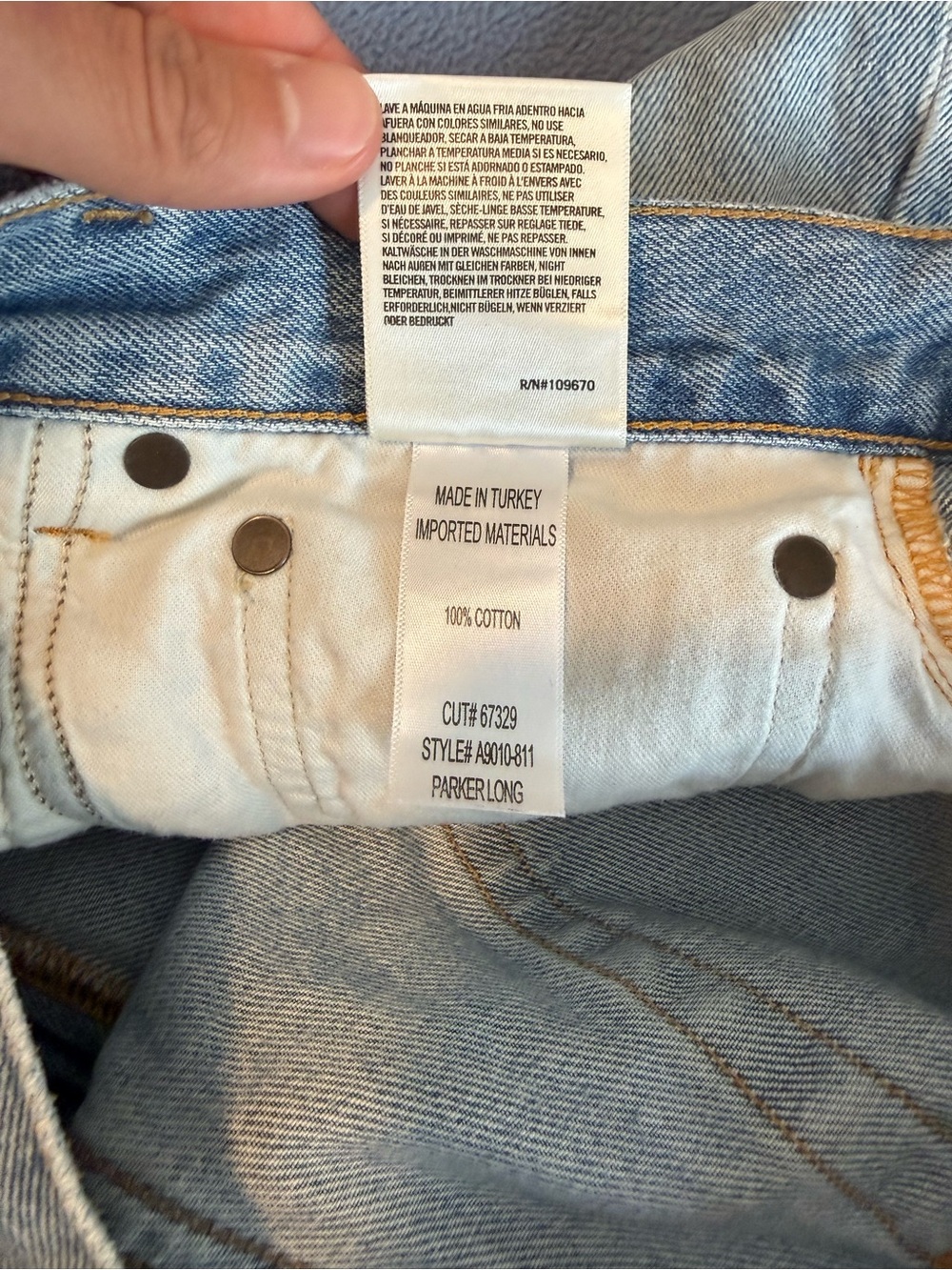 Agolde Light Blue Distressed High-Rise Denim Cutoff Shorts - Picture 7 of 7
